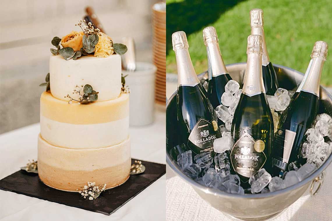 Hochzeitstorte auf schwarzer Kachel